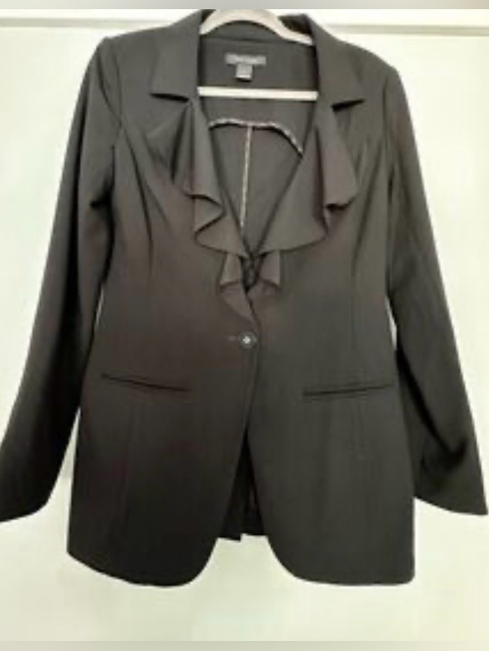 WHBM Ruffled Women's Blazer 14 Black Tailored Evening Feminine Career